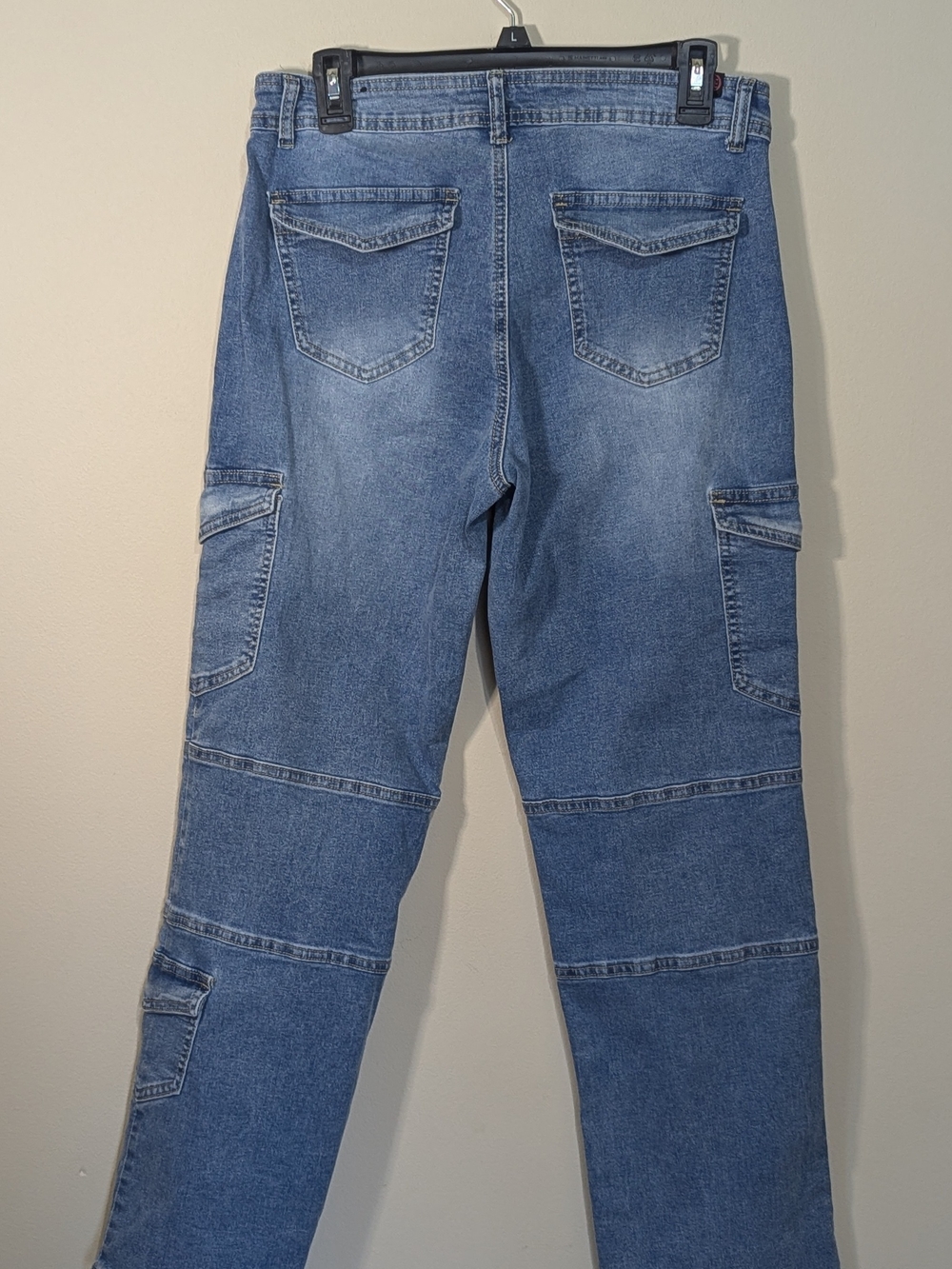 Elite Jeans Cargo Straight Jeans Women Size 9/29 Blue Utility Pocket Mid Rise - Picture 6 of 14